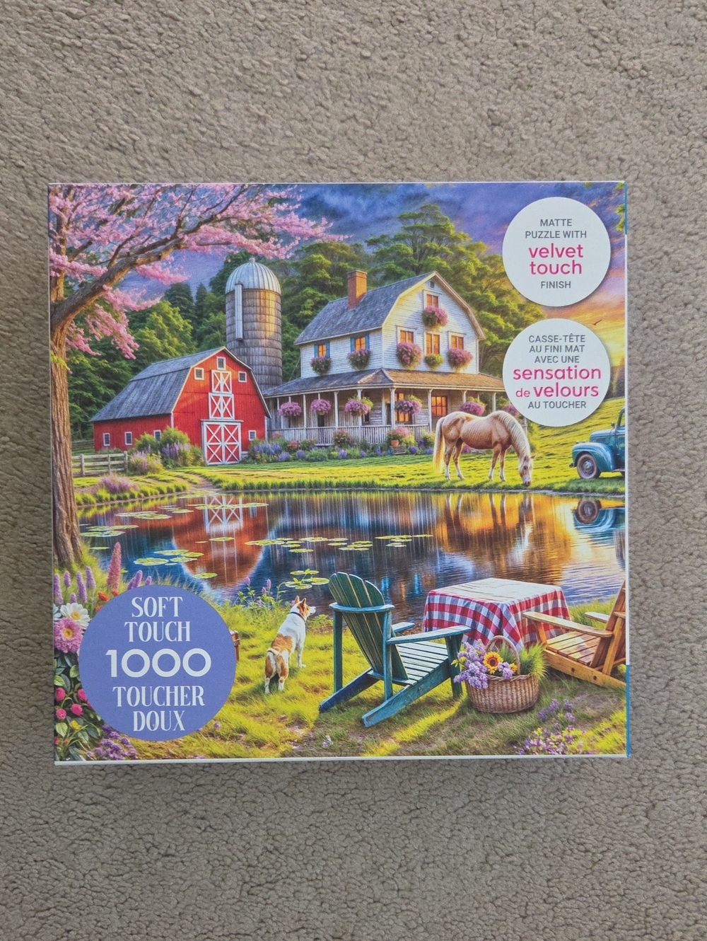 Soft Touch 1000-Piece Velvet Touch Puzzle - Pastoral Farm Scene, Multicolor